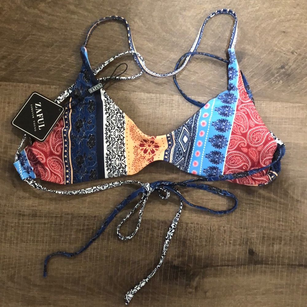 New With Tag ZAFUL MultiColored Bikini Top